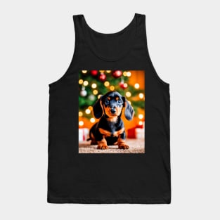 Dachshund Puppy with Christmas Holiday Gifts Tank Top